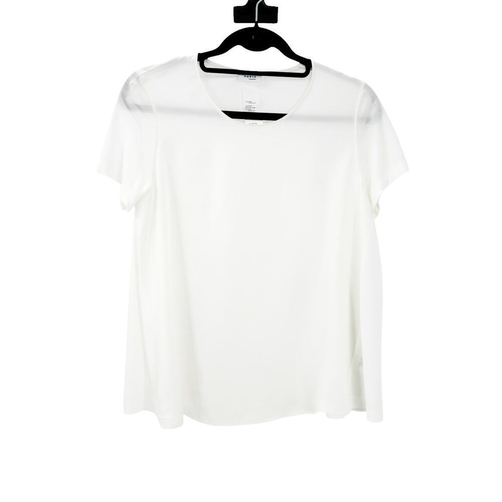 Akris Punto Seide Mulberry 100% Silk Blouse Top Short Sleeve Solid Ivory Size 6